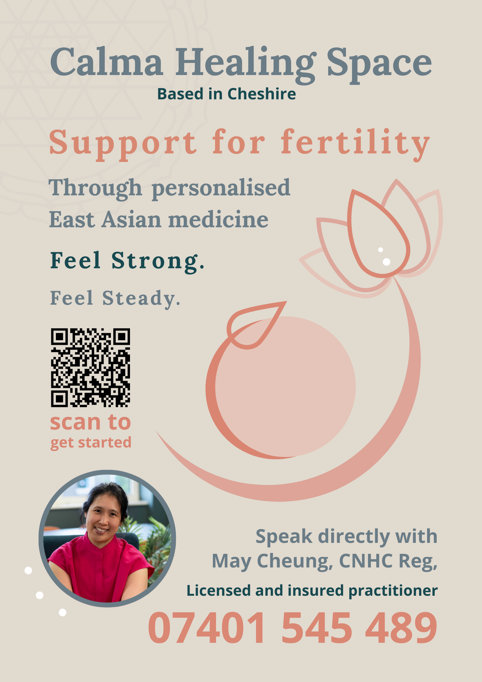 Poster example for Calma Healing Space