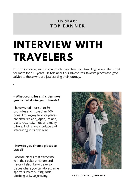 National wide magazine called Journey - EXAMPLE ad space on Spiky Carrot
